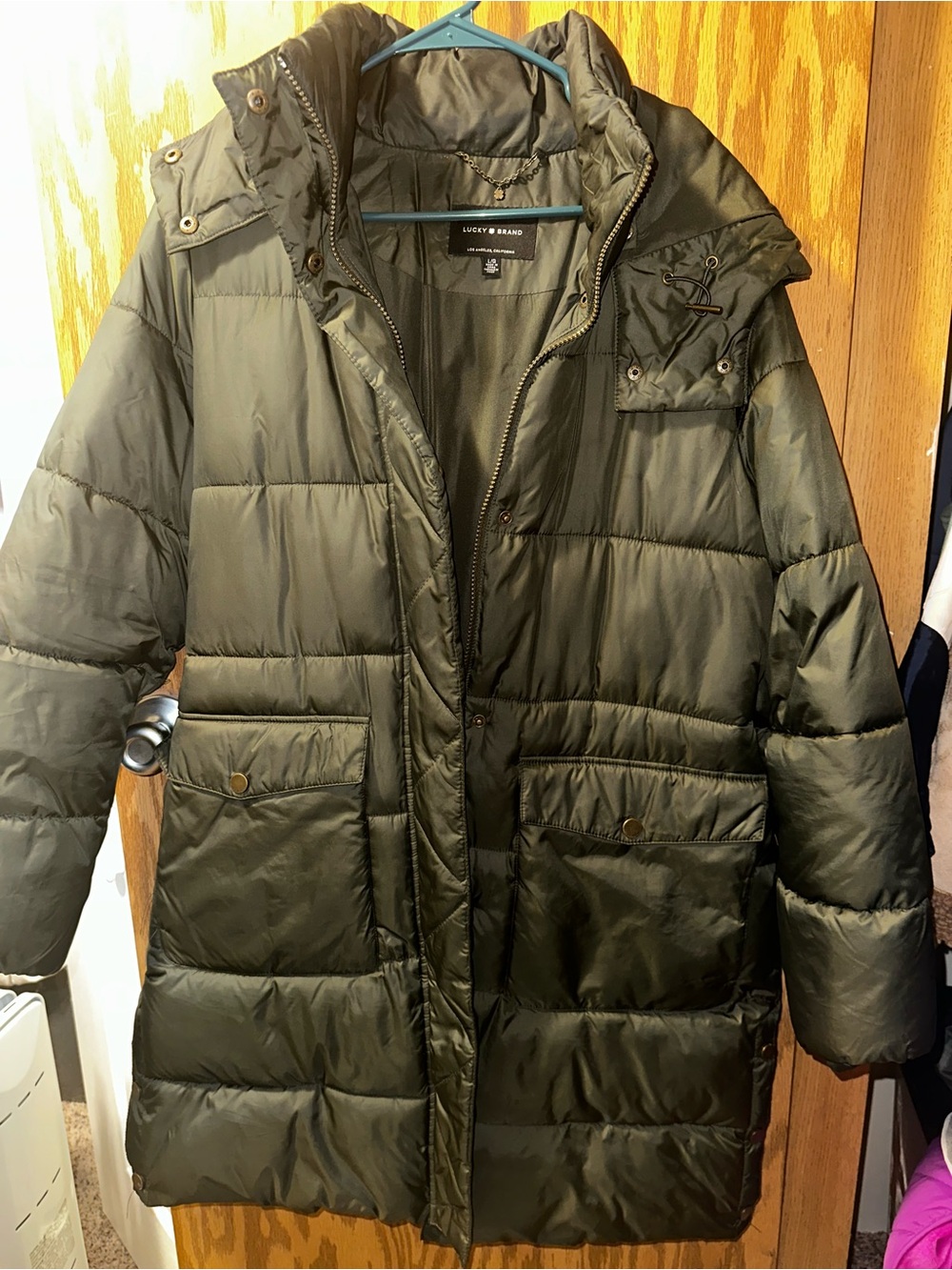 Lucky Brand Dark Olive Green Puffer Jacket